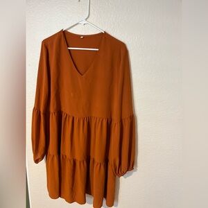 Burnt Orange Long Sleeve Dress